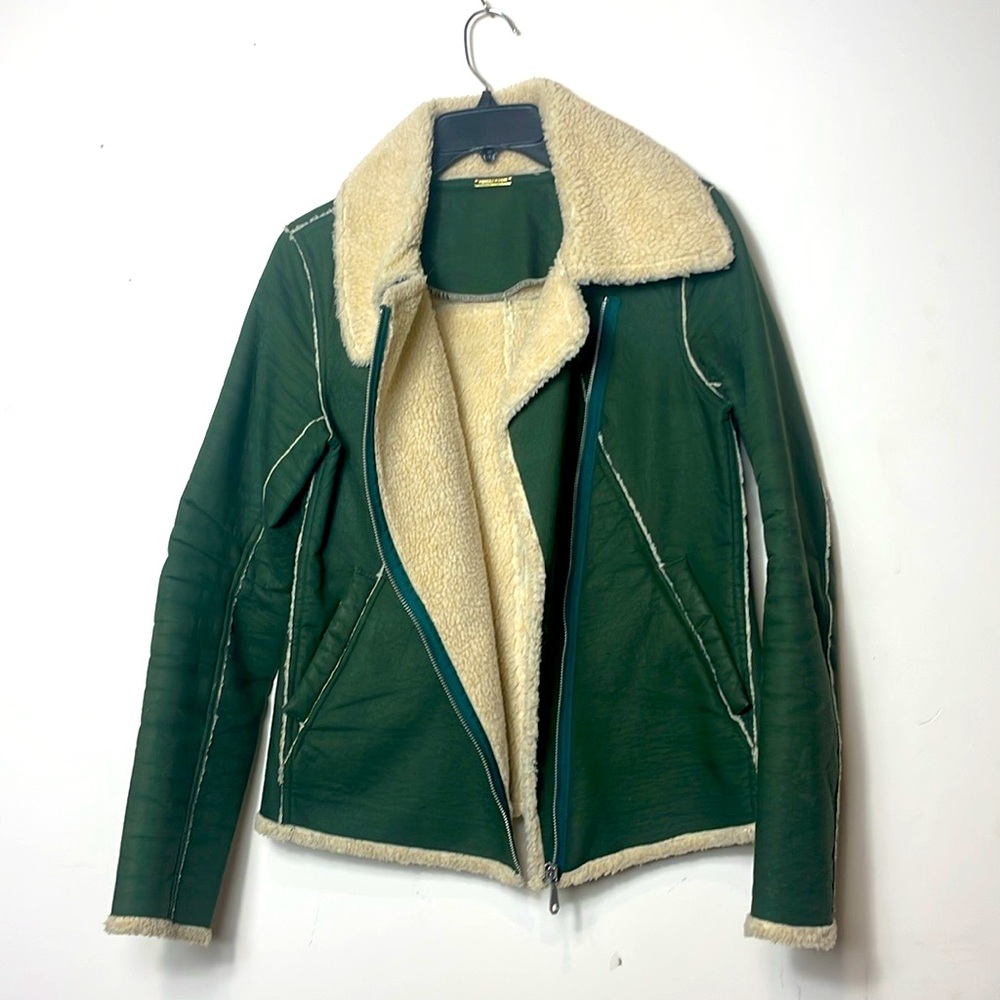 Rebecca Minkoff Sherpa Green Quinn Bomber Jacket NWOT - Picture 8 of 11
